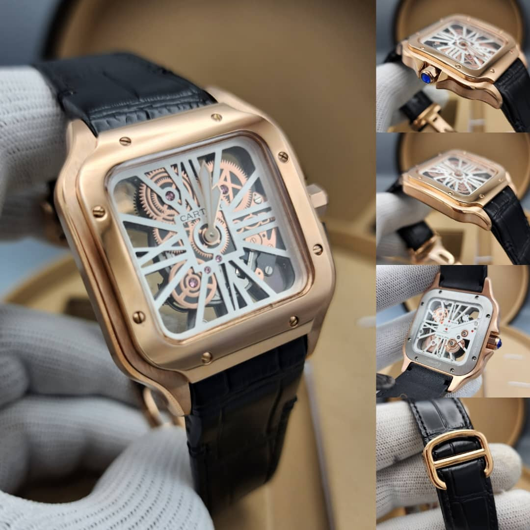 Cartier Skeleton engine leather